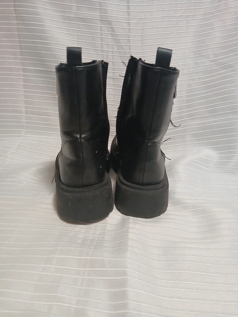 Zara Black Chunky Platform Kids Boots with Silver Zipper